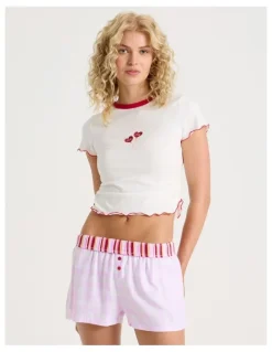 Chloe & Lola Lola Flannelette Boxer Short in Pink Gingham Print