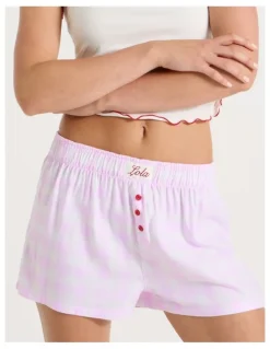 Chloe & Lola Lola Flannelette Boxer Short in Pink Gingham Print