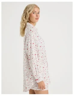 Chloe & Lola Lola Flannelette Boyfriend Shirt in Strawberry Fields Print