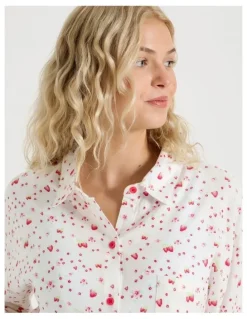 Chloe & Lola Lola Flannelette Boyfriend Shirt in Strawberry Fields Print