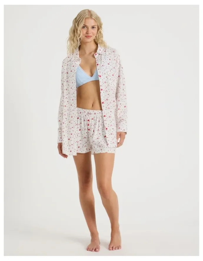 Chloe & Lola Lola Flannelette Boyfriend Shirt in Strawberry Fields Print