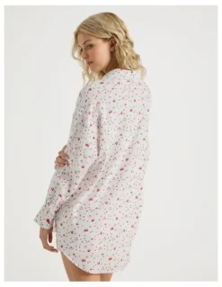 Chloe & Lola Lola Flannelette Boyfriend Shirt in Strawberry Fields Print