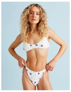 Chloe & Lola Lola Florence Textured Bikini Top in Sapphire Ditsy Print