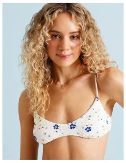 Chloe & Lola Lola Florence Textured Bikini Top in Sapphire Ditsy Print