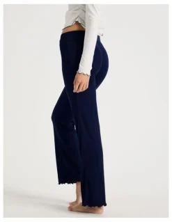 Chloe & Lola Lola Fluted Pointelle Pants in Navy