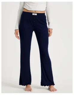 Chloe & Lola Lola Fluted Pointelle Pants in Navy