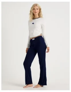 Chloe & Lola Lola Fluted Pointelle Pants in Navy