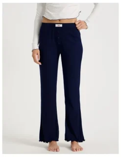 Chloe & Lola Lola Fluted Pointelle Pants in Navy