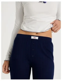 Chloe & Lola Lola Fluted Pointelle Pants in Navy