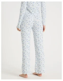 Chloe & Lola Lola Fluted Pointelle Pants in Blueberry Fields Print