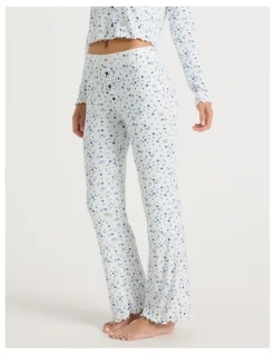 Chloe & Lola Lola Fluted Pointelle Pants in Blueberry Fields Print