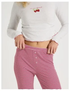 Chloe & Lola Lola Fluted Rib Pants in Chilli Red Y/D Stripe