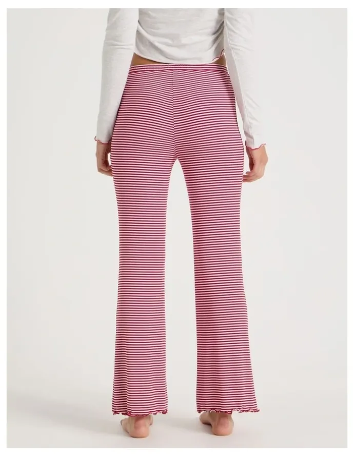 Chloe & Lola Lola Fluted Rib Pants in Chilli Red Y/D Stripe