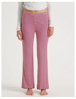 Chloe & Lola Lola Fluted Rib Pants in Chilli Red Y/D Stripe