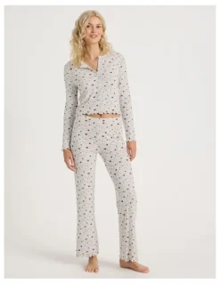 Chloe & Lola Lola Fluted Rib Long Sleeve Top in Strawberry Fields Print