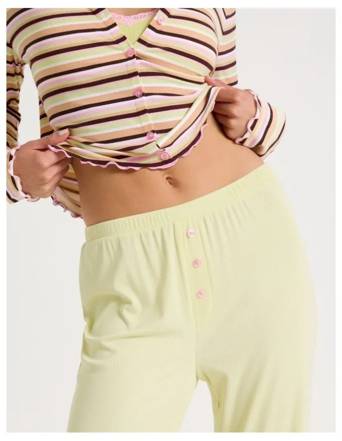 Chloe & Lola Lola Fluted Rib Pants SCLW26826LY in Yellow