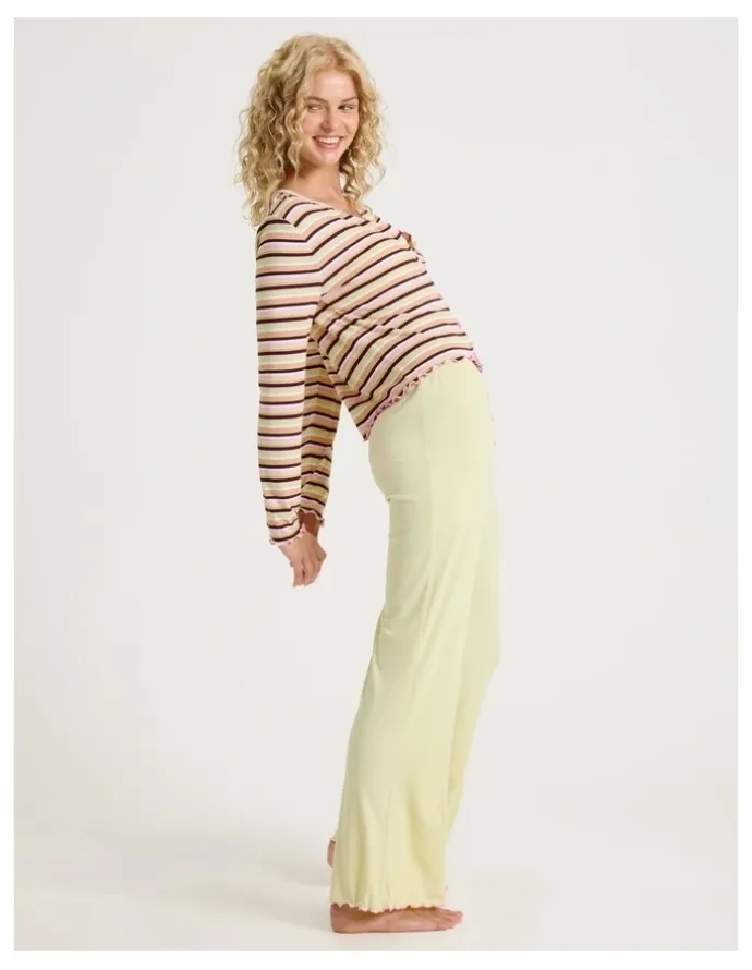 Chloe & Lola Lola Fluted Rib Pants SCLW26826LY in Yellow