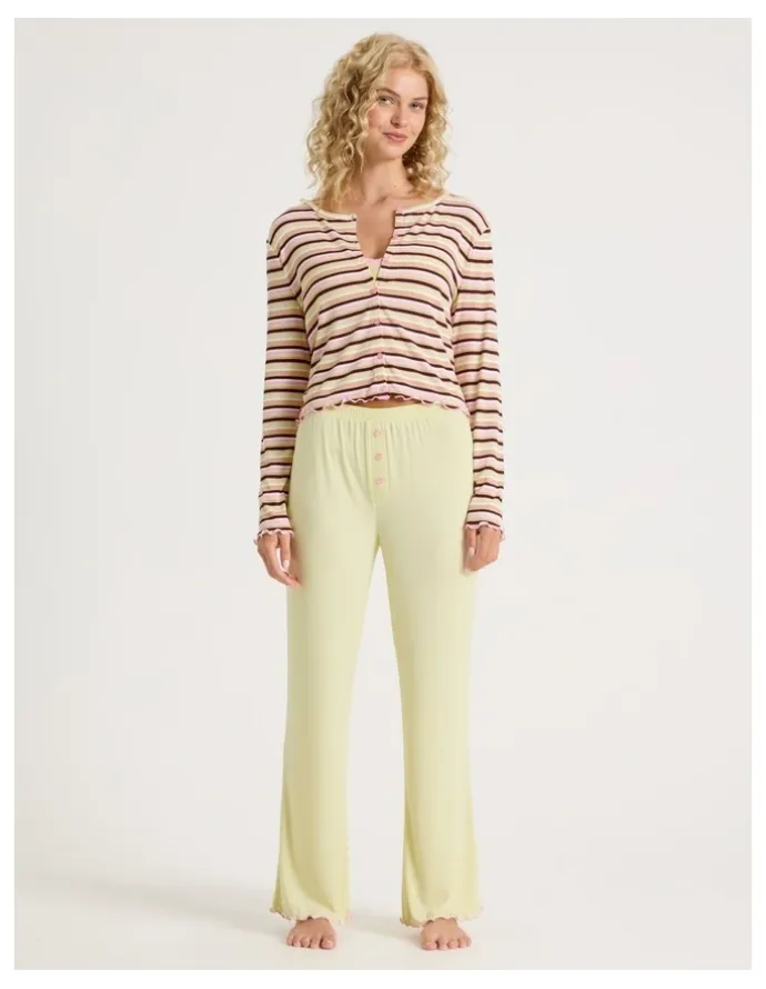 Chloe & Lola Lola Fluted Rib Pants SCLW26826LY in Yellow