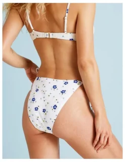Chloe & Lola Lola Kaia Textured Bikini Bottom in Sapphire Ditsy Print