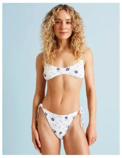 Chloe & Lola Lola Kaia Textured Bikini Bottom in Sapphire Ditsy Print