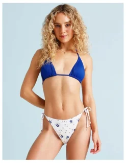 Chloe & Lola Lola Kaia Textured Bikini Bottom in Sapphire Ditsy Print