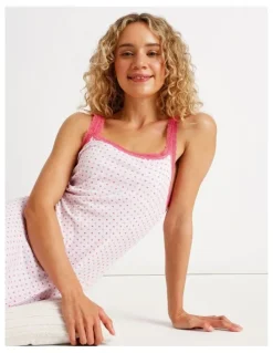 Chloe & Lola Lola Lace Trim Rib Chemise in Heart & Bows Print
