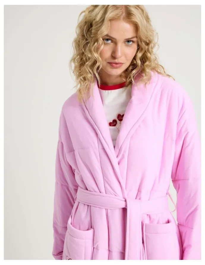 Chloe & Lola Lola Quilted Robe in Fairy Floss Pink