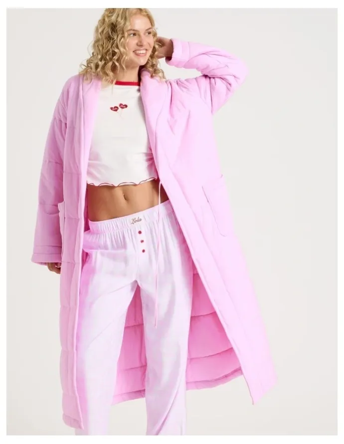 Chloe & Lola Lola Quilted Robe in Fairy Floss Pink