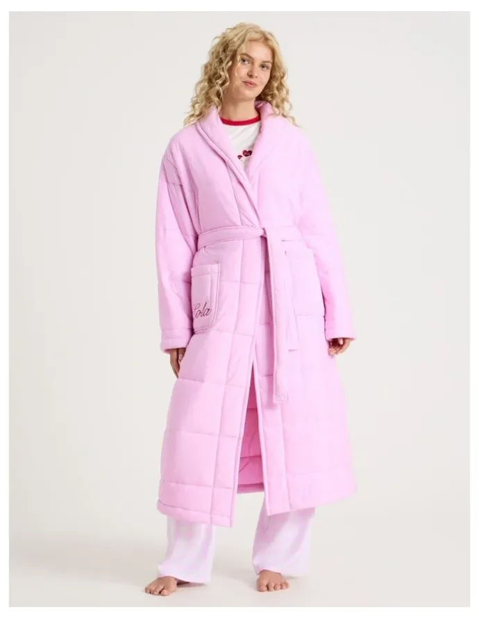 Chloe & Lola Lola Quilted Robe in Fairy Floss Pink
