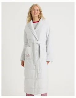 Chloe & Lola Lola Quilted Robe in Grey Marle