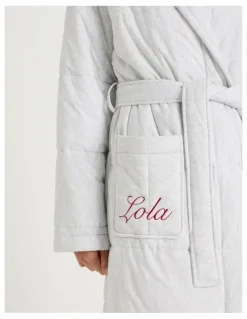 Chloe & Lola Lola Quilted Robe in Grey Marle