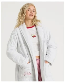 Chloe & Lola Lola Quilted Robe in Grey Marle