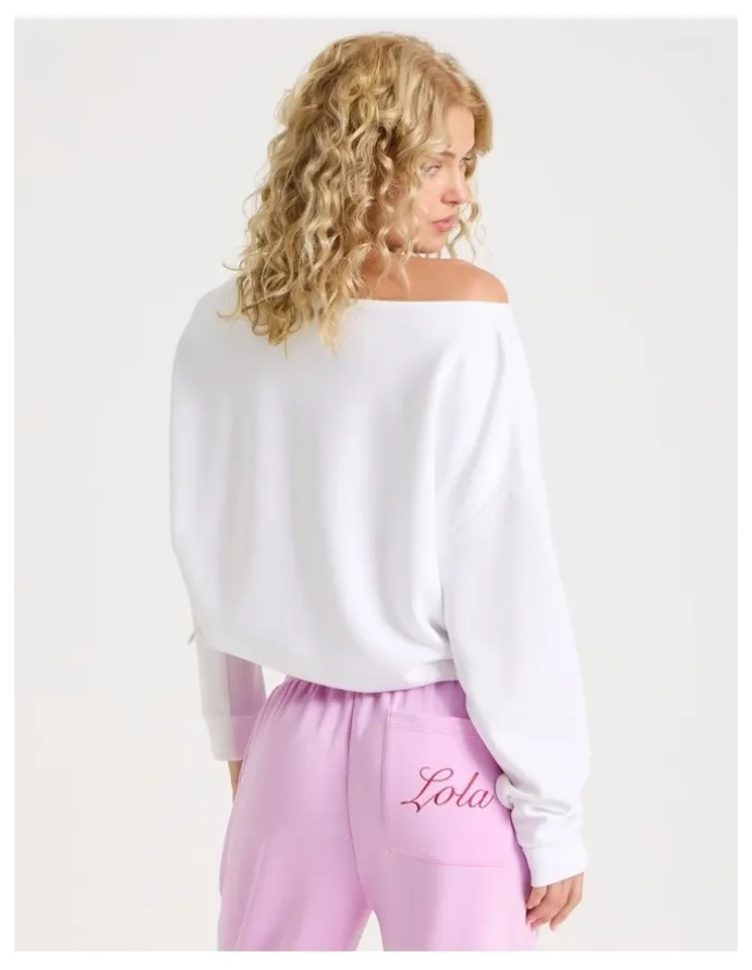 Chloe & Lola Lola Scuba Off Shoulder Sweat in Ivory