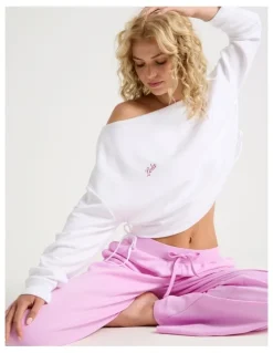 Chloe & Lola Lola Scuba Off Shoulder Sweat in Ivory