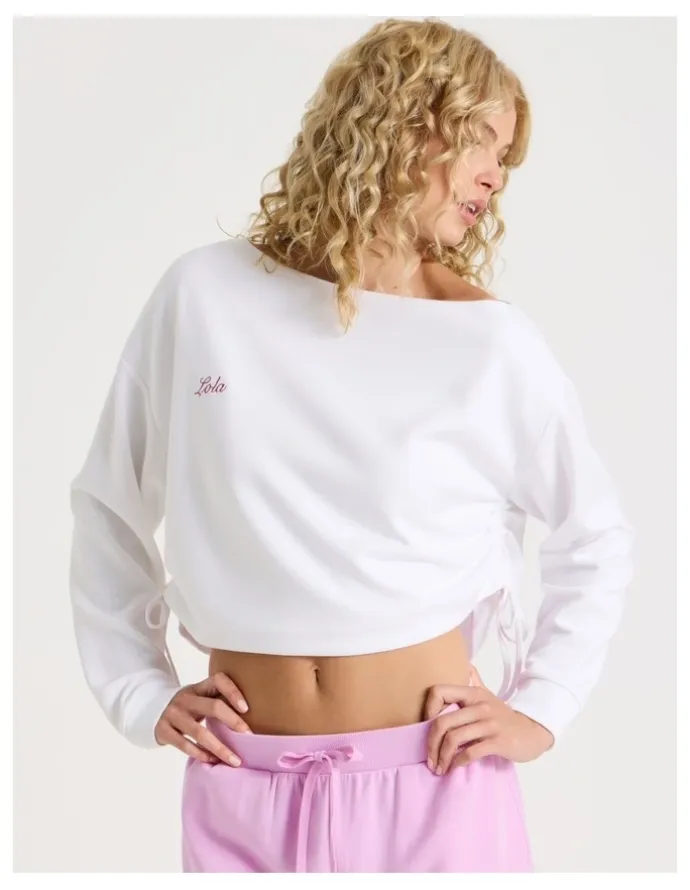 Chloe & Lola Lola Scuba Off Shoulder Sweat in Ivory