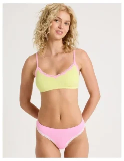 Chloe & Lola Lola Seamless Pointelle Scoop Bralette in Yellow