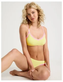 Chloe & Lola Lola Seamless Pointelle Scoop Bralette in Yellow