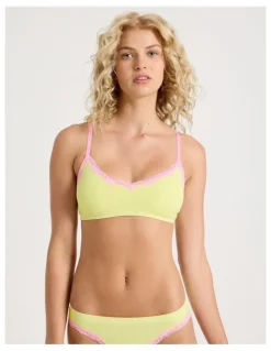 Chloe & Lola Lola Seamless Pointelle Scoop Bralette in Yellow