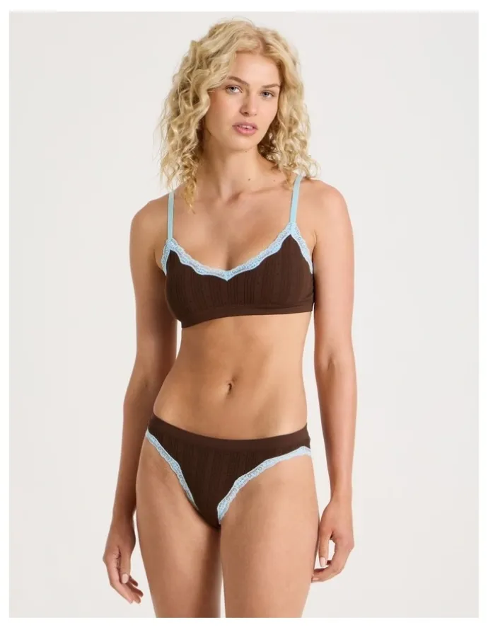 Chloe & Lola Lola Seamless Pointelle Bikini in Brown