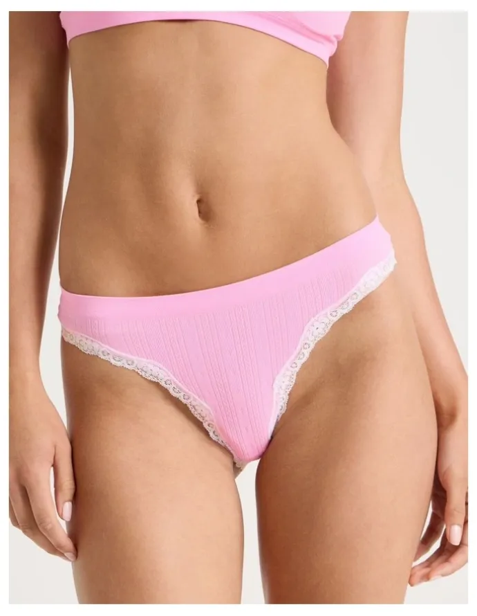 Chloe & Lola Lola Seamless Pointelle Bikini in Pink