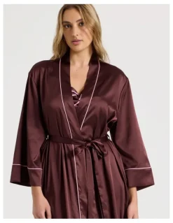 Chloe & Lola Luxe Satin Long Robe in Raisin
