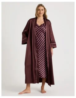 Chloe & Lola Luxe Satin Long Robe in Raisin