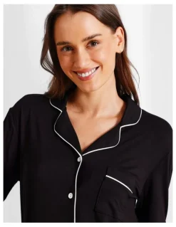 Chloe & Lola Pure Comfort Long PJ Set in Black