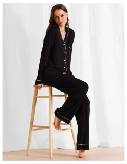 Chloe & Lola Pure Comfort Long PJ Set in Black
