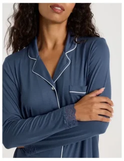 Chloe & Lola Pure Comfort Lace Nightshirt in Indigo