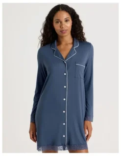 Chloe & Lola Pure Comfort Lace Nightshirt in Indigo