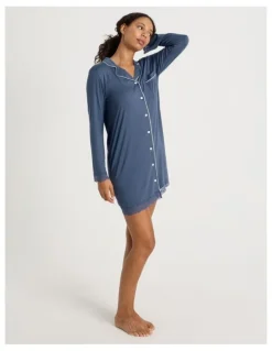 Chloe & Lola Pure Comfort Lace Nightshirt in Indigo