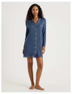 Chloe & Lola Pure Comfort Lace Nightshirt in Indigo