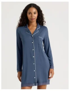 Chloe & Lola Pure Comfort Lace Nightshirt in Indigo