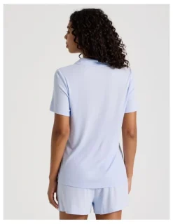 Chloe & Lola Pure Comfort Rib Short Sleeve Short PJ Set in Soft Blue
